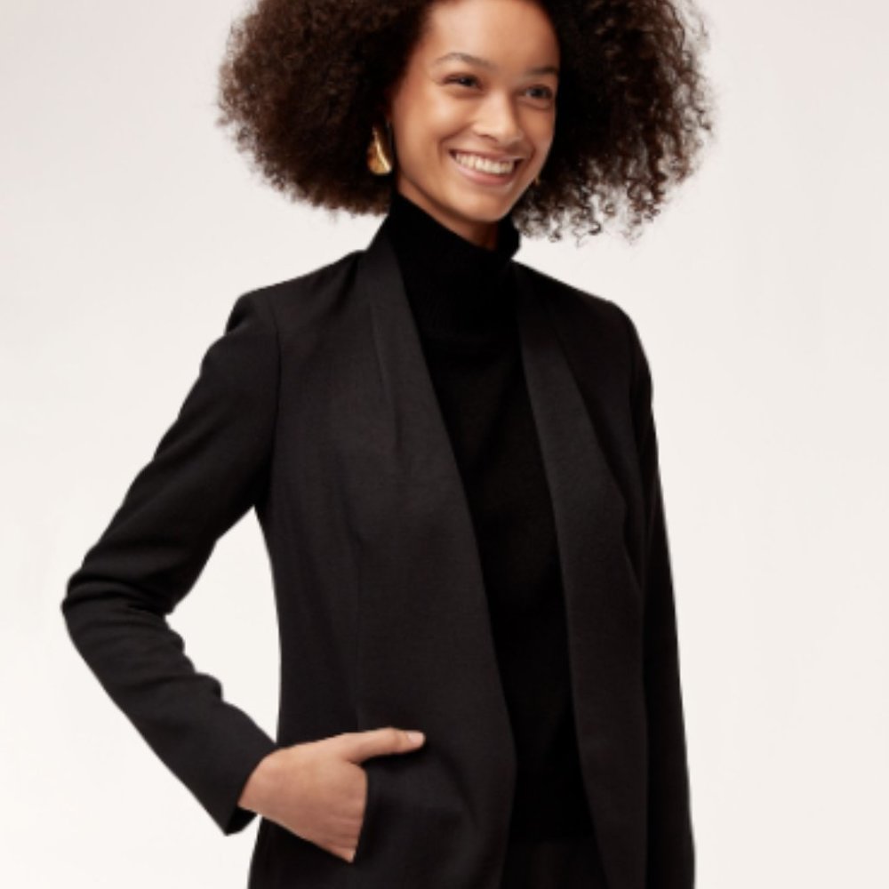 Aritzia Babaton Black Keith Open Collarless Blazer Jacket